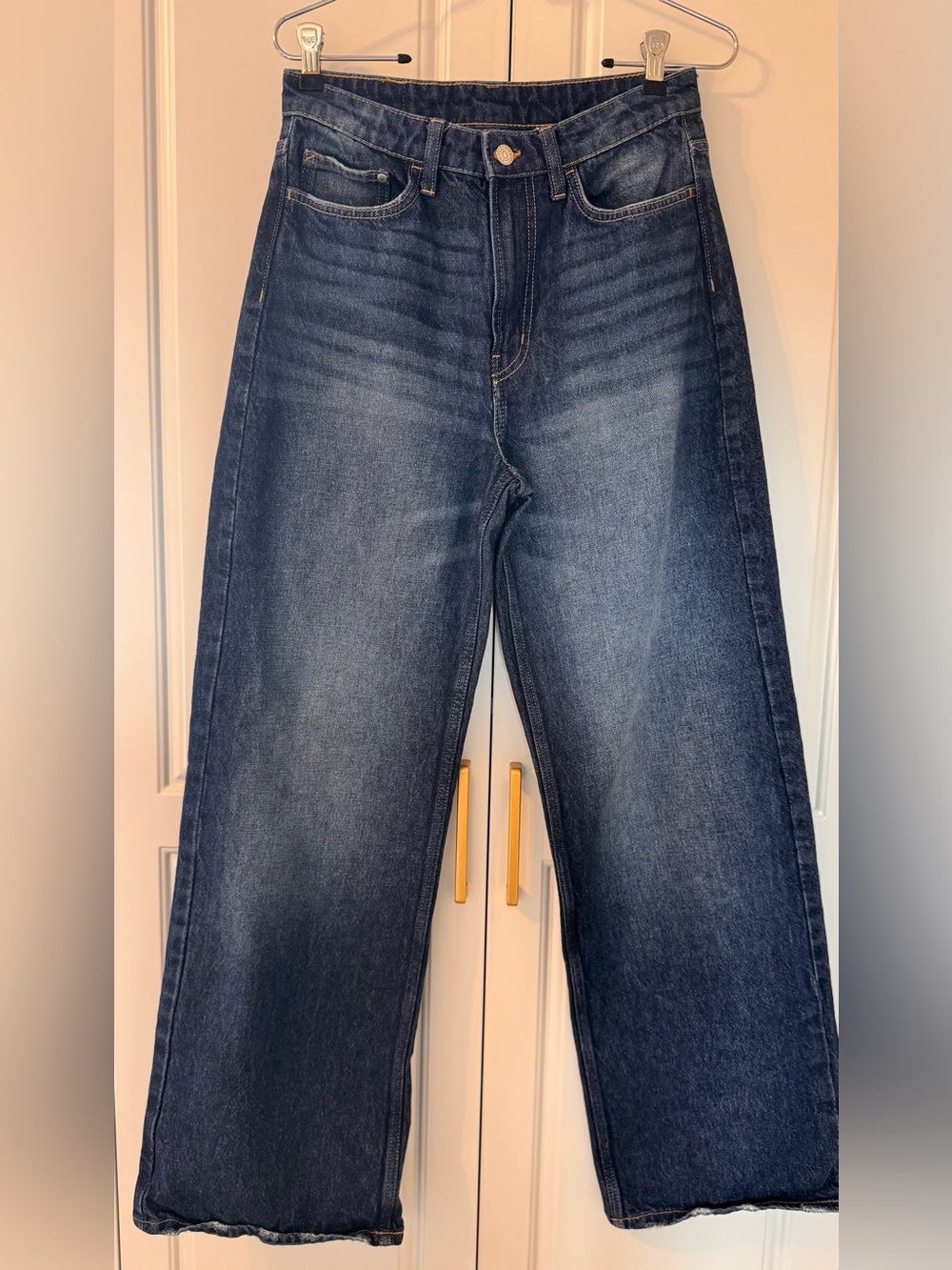 &Denim Straight Leg High-Rise Women's Jeans in Dark Blue Size 6